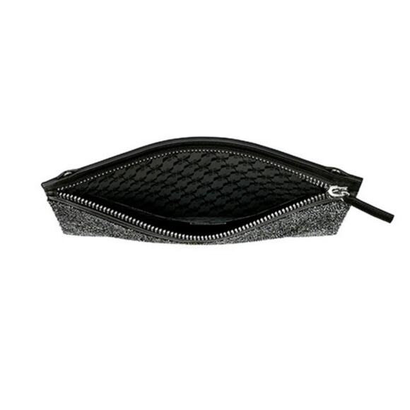 Swarovski Crystal Glam Rock Evening Bag Black Silver Convertible Chain Strap - Picture 3 of 7